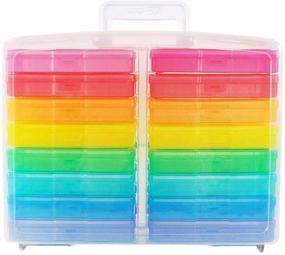 img 3 attached to 📸 novelinks Transparent 4"x6" Photo Cases and Clear Craft Keeper - 16 Inner Cases Plastic Storage Container Box (Multi-Colored) with Convenient Handle