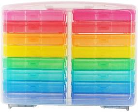 img 1 attached to 📸 novelinks Transparent 4"x6" Photo Cases and Clear Craft Keeper - 16 Inner Cases Plastic Storage Container Box (Multi-Colored) with Convenient Handle