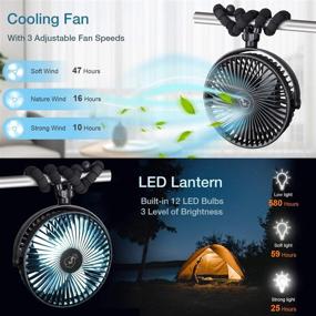 img 1 attached to 🔌 Techfronton Clip on Stroller Fan - 7 inch 10000mAh Rechargeable Battery Operated Fan with LED Light - 3 Speeds Clip fan for Crib, Car Seat, Bike, Bedroom (Black)