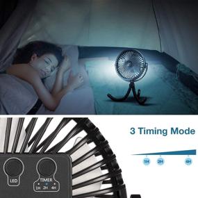 img 2 attached to 🔌 Techfronton Clip on Stroller Fan - 7 inch 10000mAh Rechargeable Battery Operated Fan with LED Light - 3 Speeds Clip fan for Crib, Car Seat, Bike, Bedroom (Black)