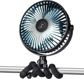 img 4 attached to 🔌 Techfronton Clip on Stroller Fan - 7 inch 10000mAh Rechargeable Battery Operated Fan with LED Light - 3 Speeds Clip fan for Crib, Car Seat, Bike, Bedroom (Black)