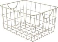 🧺 spectrum diversified utility basket: sturdy steel wire storage solution with curved easy grab handles for organizing toys, pet supplies, clothing, pantry & more in satin nickel logo