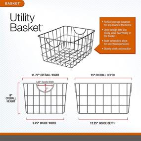 img 2 attached to 🧺 Spectrum Diversified Utility Basket: Sturdy Steel Wire Storage Solution with Curved Easy Grab Handles for Organizing Toys, Pet Supplies, Clothing, Pantry & More in Satin Nickel