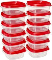 🍱 контейнер для хранения пищи rubbermaid easy find lid квадратной формы, с объемом 1-1/4 стакана, 12 штук, красно-прозрачный. логотип