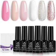 get salon-worthy nails with beetles french tips gel nail polish kit - 6 pack nude 💅 pink glitter white gel polish set - soak off, led lamp required - perfect diy home manicure kit logo