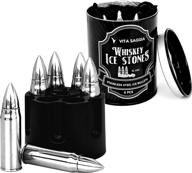 🥃 6 extra large whiskey bullet stones with realistic revolver base - unique christmas stocking stuffers for men dad, birthday boyfriend him, cool gadgets for husband brother logo