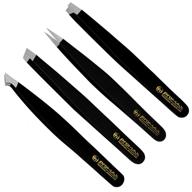 promax care eyebrow tweezers set - 4-piece stainless steel slant tip and pointed eyebrow tweezer kit for precision hair removal - facial hair, ingrown hair, splinter, blackhead, and tick remover - 40-9049b4p logo