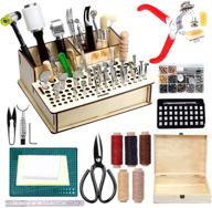 🧰 complete 447-piece leather working tools and supplies kit with instruction for leathercraft: includes leathercraft tools holder, stamping tools, hole punch, and saddle making logo