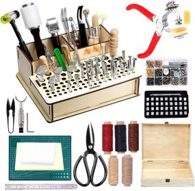 img 4 attached to 🧰 Complete 447-Piece Leather Working Tools and Supplies Kit with Instruction for Leathercraft: Includes Leathercraft Tools Holder, Stamping Tools, Hole Punch, and Saddle Making