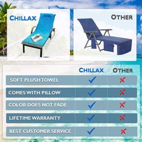 img 1 attached to 🏖️ Chillax Beach Chair Pool Towels: Cruise Ship Essentials for Men and Women. Includes Pillow and Side Pockets. No Clips Needed!