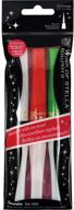 kuretake zig wink of stella brush: white, red, green 3 colors set - gritter ink, flexible brush tip, archival quality, no mess. perfect for photos, acid-free, lightfast, odorless, xylene free, made in japan logo