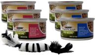 🐱 purina pro plan true nature cat food - canned wet entree sampler pack with 6 cans, featuring 2 flavors: salmon catfish and oceanfish trout (3 ounces), complete with catnip toy логотип