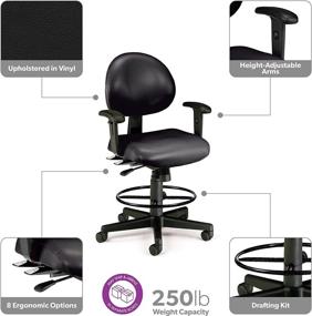 img 1 attached to 🪑 OFM 241-VAM-AADK-66: Ergonomic Vinyl Task Chair with Arms and Drafting Kit - Black, Mid Back, Perfect for 24 Hour Use