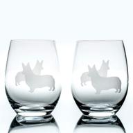 🐶 corgi stemless wine glasses (set of 2): perfect gift for dog lovers, hand etched with breed name logo