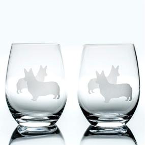 img 4 attached to 🐶 Corgi Stemless Wine Glasses (Set of 2): Perfect Gift for Dog Lovers, Hand Etched with Breed Name