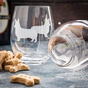 img 3 attached to 🐶 Corgi Stemless Wine Glasses (Set of 2): Perfect Gift for Dog Lovers, Hand Etched with Breed Name