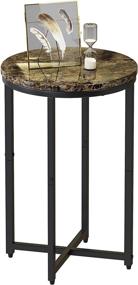 img 4 attached to 🪑 Hooseng 16" Round Side End Table with Marble Top - Brown Base for Bedroom or Living Room