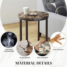 img 2 attached to 🪑 Hooseng 16" Round Side End Table with Marble Top - Brown Base for Bedroom or Living Room