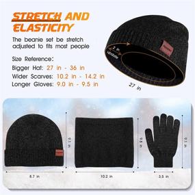 img 1 attached to Winter Hat Scarf Glove Set: Stay Warm with Knit Fleece Lined Beanie, Scarf, and Touchscreen Gloves - Perfect Winter Accessory Set for Men and Women