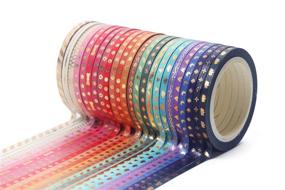 img 2 attached to 🎨 YUBBAEX Skinny Washi Tape Set: Premium Gold Foil Print Decorative Tapes for Arts, DIY Crafts, Bullet Journals, Planners, Scrapbooking, Wrapping – VSCO Inspired with 24 Rolls