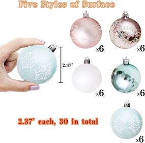 img 2 attached to 🎄 Rose Gold Christmas Balls Ornaments: 30Pcs Shatterproof Painting & Glittering Decorations for Tree, Holiday Wedding Party