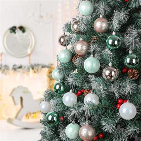 img 1 attached to 🎄 Rose Gold Christmas Balls Ornaments: 30Pcs Shatterproof Painting & Glittering Decorations for Tree, Holiday Wedding Party