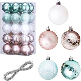 img 4 attached to 🎄 Rose Gold Christmas Balls Ornaments: 30Pcs Shatterproof Painting & Glittering Decorations for Tree, Holiday Wedding Party