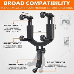 img 2 attached to Держатель для телефона TORRAS для заднего зеркала автомобиля - магнитное универсальное автомобильное крепление для больших телефонов и автомобилей