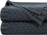 🌿 ntbay натуральное плед из кабельного вязания из бамбука: мягкое, охлаждающее двуспальное одеяло - тёмно-серый, 60 х 80 дюймов, 3 фунта. логотип