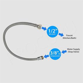 img 1 attached to 🚰 Reliable 4-Pack of PROCURU 16" Long Braided Stainless Steel Faucet Hose Connectors