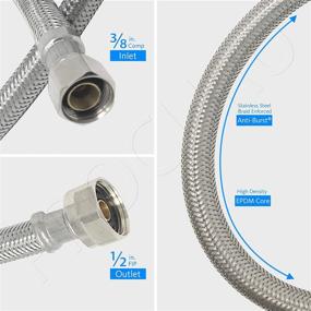 img 2 attached to 🚰 Reliable 4-Pack of PROCURU 16" Long Braided Stainless Steel Faucet Hose Connectors