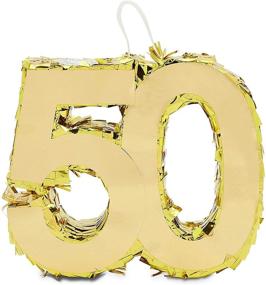 img 4 attached to 🎉 Золотая мини-пиньята с числом 50: идеальное для 50-летия, годовщин, с золотой фольгой (7,4 x 6,2 x 2 дюйма)