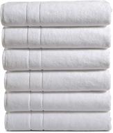 pack of 6 amazoncommercial turkish cotton bath towels - 30 x 56 inches, 650 gsm, white logo
