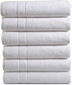 img 4 attached to Pack of 6 AmazonCommercial Turkish Cotton Bath Towels - 30 x 56 Inches, 650 GSM, White