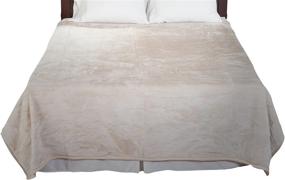 img 4 attached to 🛏️ Soft Heavy Plush Mink Blanket - Bedford Home Beige - Solid Color - 8 Pound Weight