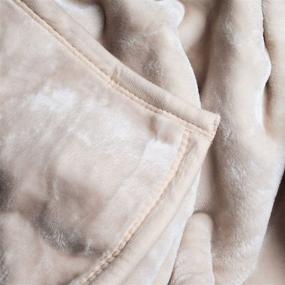 img 2 attached to 🛏️ Soft Heavy Plush Mink Blanket - Bedford Home Beige - Solid Color - 8 Pound Weight