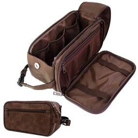 img 4 attached to 🧳 PAVILIA Dark Brown Travel Toiletry Bag for Men - Water-resistant Dopp Kit