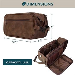 img 2 attached to 🧳 PAVILIA Dark Brown Travel Toiletry Bag for Men - Water-resistant Dopp Kit