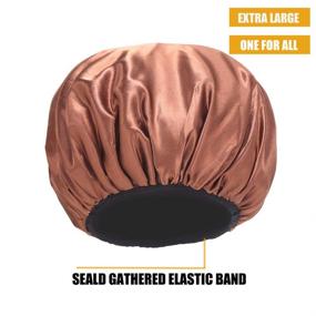 img 1 attached to 🚿 Ultra-size Triple Layer Shower Cap for Women: Microfiber Terry Cloth, Satin-Lined, 100% Waterproof Hat. Reusable, Breathable, and Perfect for Extra Large, Long, and Natural Hair Ladies.