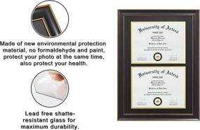 img 3 attached to 🖼️ Double Diploma Frames 14x20 - Fits Two 8.5x11 Inch Certificates, Documents, and College Degree - Sleek Black Frame with Golden Trim - Accommodates 8 1/2 x 11 with Black Gold Double Mat - Wall Mounting – CORE ART