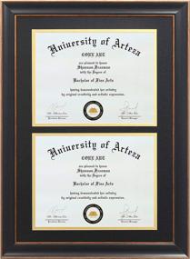 img 4 attached to 🖼️ Double Diploma Frames 14x20 - Fits Two 8.5x11 Inch Certificates, Documents, and College Degree - Sleek Black Frame with Golden Trim - Accommodates 8 1/2 x 11 with Black Gold Double Mat - Wall Mounting – CORE ART