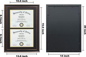 img 1 attached to 🖼️ Double Diploma Frames 14x20 - Fits Two 8.5x11 Inch Certificates, Documents, and College Degree - Sleek Black Frame with Golden Trim - Accommodates 8 1/2 x 11 with Black Gold Double Mat - Wall Mounting – CORE ART