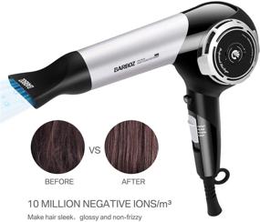 img 1 attached to BARBOZ Professional Ionic Ceramic Hair Dryer with Comb Concentrator Attachment, Lightweight 1875 Watt Tourmaline Blow Dryer – Black&amp;Silver