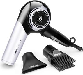 img 3 attached to BARBOZ Professional Ionic Ceramic Hair Dryer with Comb Concentrator Attachment, Lightweight 1875 Watt Tourmaline Blow Dryer – Black&amp;Silver