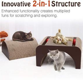 img 1 attached to 🐾 Pawaboo 2-in-1 Cat Scratcher Board: Multifunctional Rectangle Scratch Pad with Bell Ball Toy for Cats, Brown