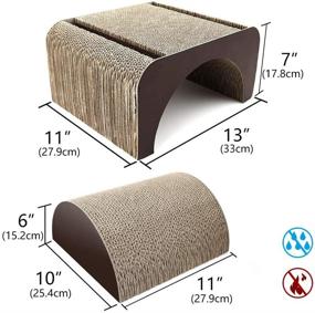 img 3 attached to 🐾 Pawaboo 2-in-1 Cat Scratcher Board: Multifunctional Rectangle Scratch Pad with Bell Ball Toy for Cats, Brown