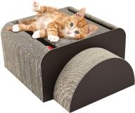 🐾 pawaboo 2-in-1 cat scratcher board: multifunctional rectangle scratch pad with bell ball toy for cats, brown logo