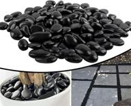 🪨 5 lb bulk bag of black pebbles – ideal for plants, aquariums, fish tanks – 1"-1.5" garden stone decor, natural river rocks – polished & decorative logo
