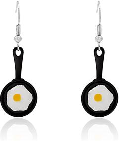 img 4 attached to 🍳 Quirky and Stylish TIANBANGSHI Funny Pan Fried Egg Drop Earrings – Ideal Kitchen Tableware-inspired Fashion Accessory for Women and Girls