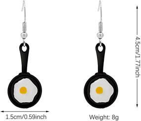 img 3 attached to 🍳 Quirky and Stylish TIANBANGSHI Funny Pan Fried Egg Drop Earrings – Ideal Kitchen Tableware-inspired Fashion Accessory for Women and Girls